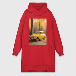 Женская толстовка-платье Желтый ретро автомобиль