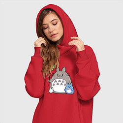 Женское худи-платье Маленькие Тоторо, цвет: красный — фото 2