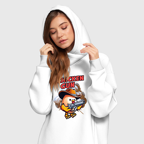 Женская толстовка-платье Chicken Gun - chicken / Белый – фото 3