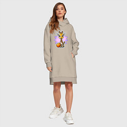 Женское худи-платье Жирафик и мяч, цвет: миндальный — фото 2