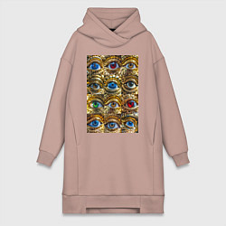 Женская толстовка-платье Глаза разноцветные из золота в стиле стимпанк