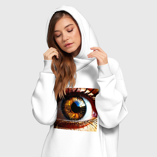 Женская толстовка-платье Золотой карий глаз в стиле стимпанк / Белый – фото 3