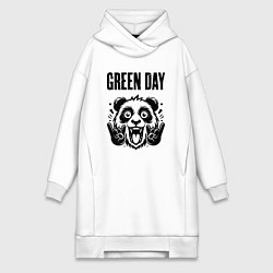 Женское худи-платье Green Day - rock panda, цвет: белый