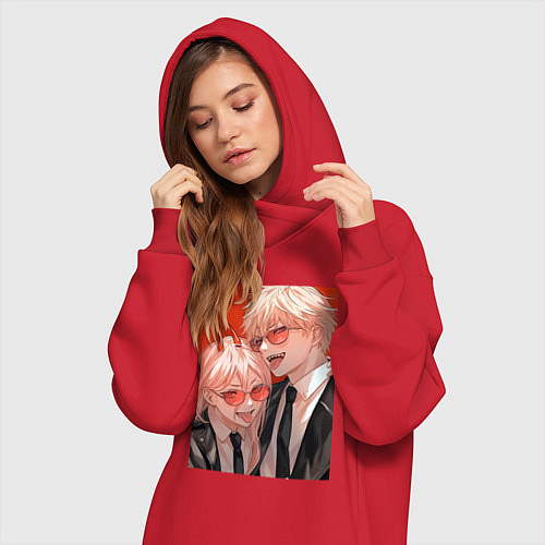 Женская толстовка-платье Дэндзи Пауэр Человек бензопила / Красный – фото 3