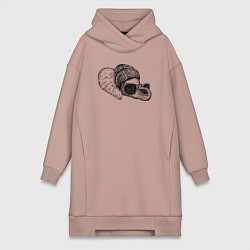 Женское худи-платье Слоненок-хипстер, цвет: пыльно-розовый