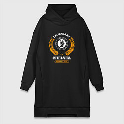 Женское худи-платье Лого Chelsea и надпись legendary football club, цвет: черный