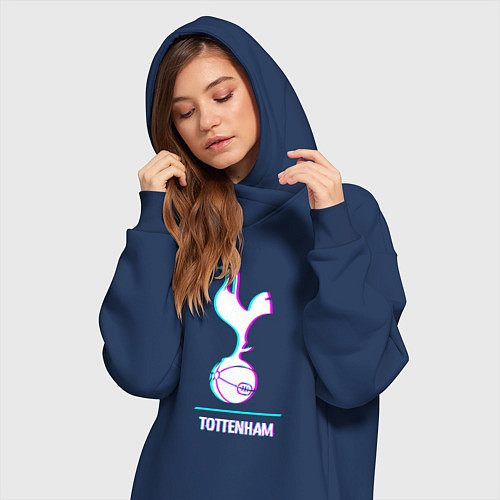 Женская толстовка-платье Tottenham FC в стиле glitch / Тёмно-синий – фото 3