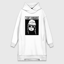 Женское худи-платье Cat cobain, цвет: белый