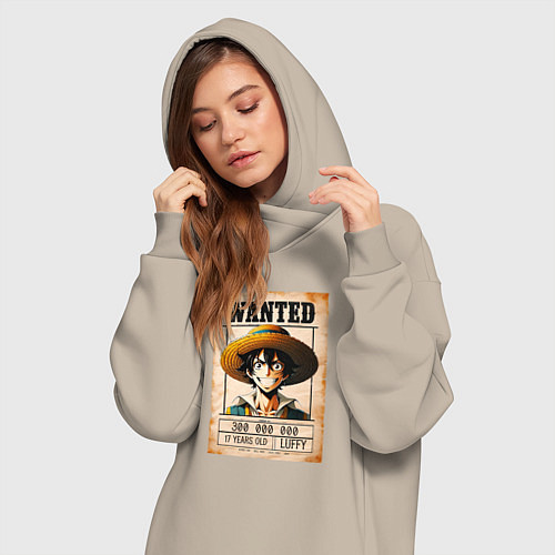 Женская толстовка-платье Ван Пис - розыск / Миндальный – фото 3