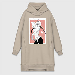 Женская толстовка-платье Человек бензопила Пауэр в офисном костюме