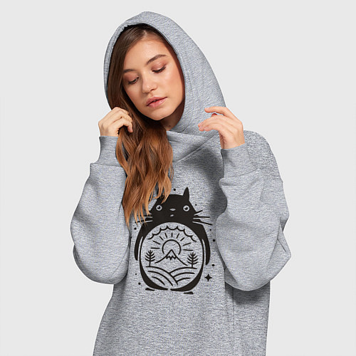 Женская толстовка-платье Тоторо и природа / Меланж – фото 3