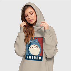 Женское худи-платье Дружок Тоторо, цвет: миндальный — фото 2