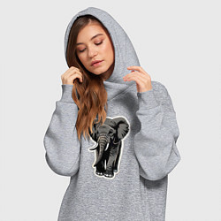 Женское худи-платье Большой африканский слон, цвет: меланж — фото 2