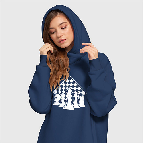 Женская толстовка-платье Фигуры шахмат / Тёмно-синий – фото 3