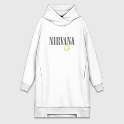 Женское худи-платье Nirvana logo smile, цвет: белый
