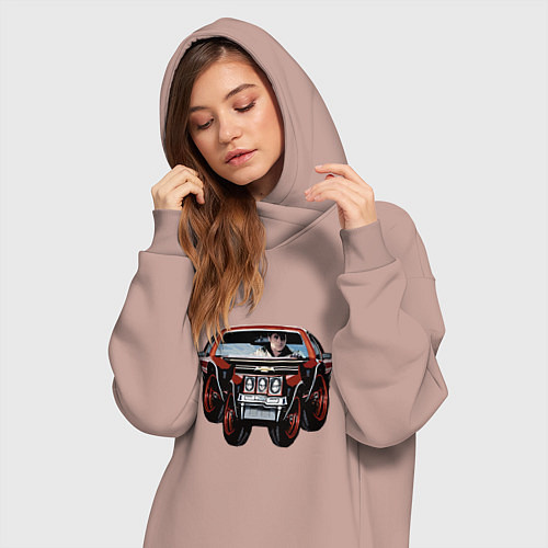 Женская толстовка-платье Райан гослинг за рулём мем / Пыльно-розовый – фото 3