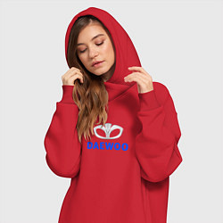 Женское худи-платье Daewoo sport auto logo, цвет: красный — фото 2