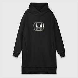 Женское худи-платье Honda logo auto grey, цвет: черный