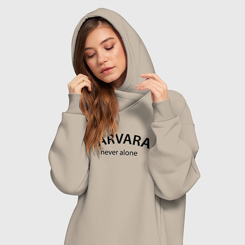 Женская толстовка-платье Varvara never alone - motto / Миндальный – фото 3