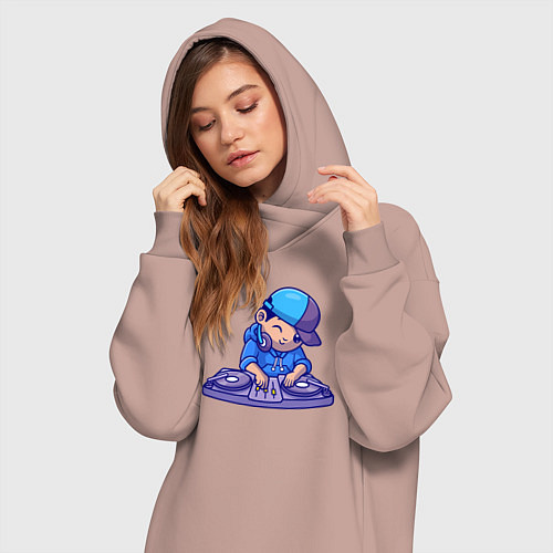 Женская толстовка-платье Little dj / Пыльно-розовый – фото 3