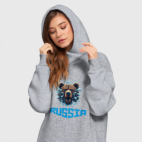 Женская толстовка-платье Russian bear head / Меланж – фото 3