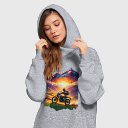 Женское худи-платье Мотопутешествие в горы, цвет: меланж — фото 2