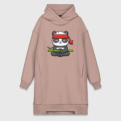 Женское худи-платье Панда релакс, цвет: пыльно-розовый