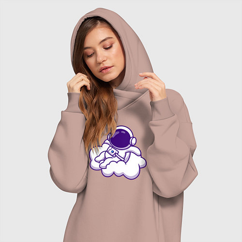 Женская толстовка-платье Космонавт на облачке / Пыльно-розовый – фото 3