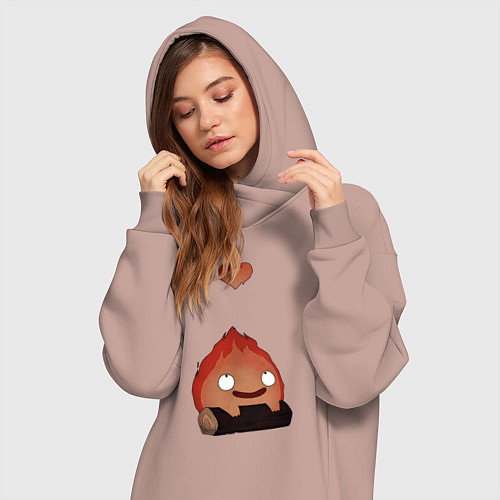 Женская толстовка-платье Кальцифер сердце / Пыльно-розовый – фото 3