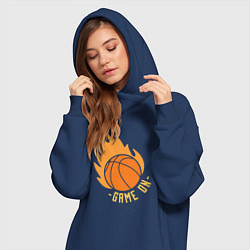 Женское худи-платье Game on basketball, цвет: тёмно-синий — фото 2