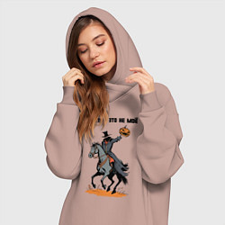 Женское худи-платье Смешная надпись Думать - это не моё, цвет: пыльно-розовый — фото 2