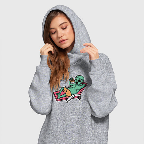 Женская толстовка-платье Пришелец на чиле / Меланж – фото 3