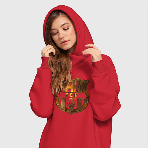 Женская толстовка-платье Фк Барселона 3D gold / Красный – фото 3