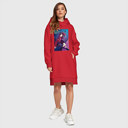 Женское худи-платье Евангелион Мисато Кацураги, цвет: красный — фото 2