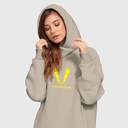 Женская толстовка-платье Hihg Voltage! / Миндальный – фото 3