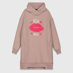 Женское худи-платье Kiss me, цвет: пыльно-розовый
