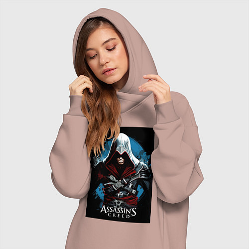 Женская толстовка-платье Assassins creed строгий костюм / Пыльно-розовый – фото 3