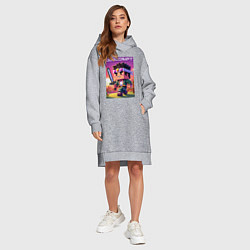 Женское худи-платье Джонатан Джостар - Майнкрафт коллаба, цвет: меланж — фото 2