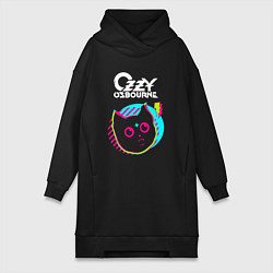 Женское худи-платье Ozzy Osbourne rock star cat, цвет: черный