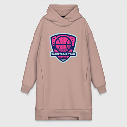 Женское худи-платье Баскетбольная командная лига, цвет: пыльно-розовый