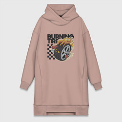 Женское худи-платье Горящая покрышка, цвет: пыльно-розовый