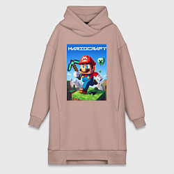 Женское худи-платье Minecraft and Mario - ai art collaboration, цвет: пыльно-розовый