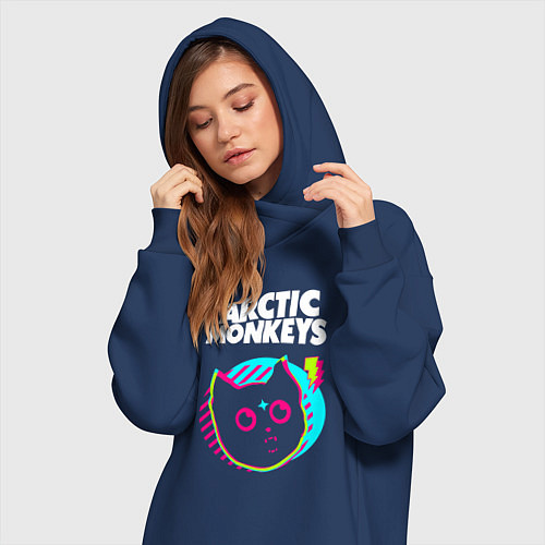 Женская толстовка-платье Arctic Monkeys rock star cat / Тёмно-синий – фото 3