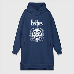 Женское худи-платье The Beatles rock panda, цвет: тёмно-синий