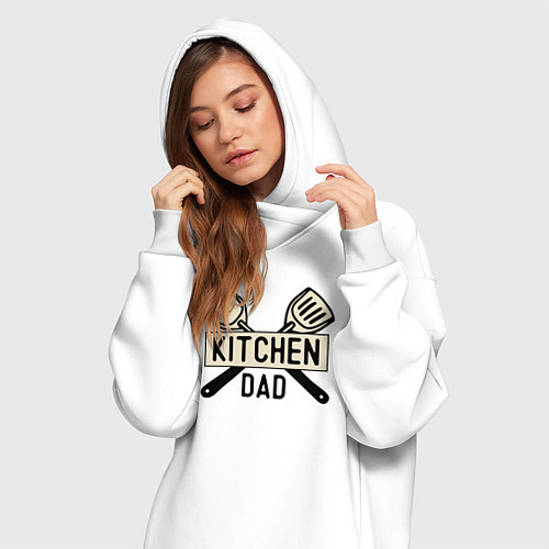 Женская толстовка-платье Kitchen dad / Белый – фото 3