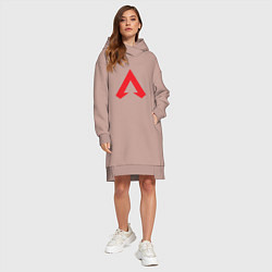Женское худи-платье Logo apex legends, цвет: пыльно-розовый — фото 2