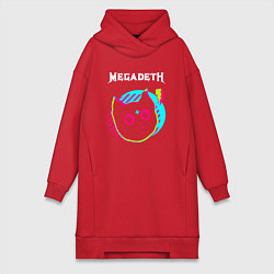 Женское худи-платье Megadeth rock star cat, цвет: красный