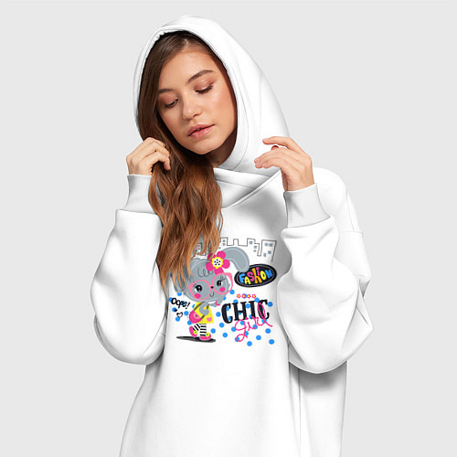 Женская толстовка-платье Fashion chic girls / Белый – фото 3