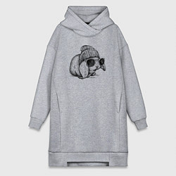 Женское худи-платье Зайка хипстер, цвет: меланж