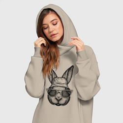 Женское худи-платье Зайка-хипстер, цвет: миндальный — фото 2